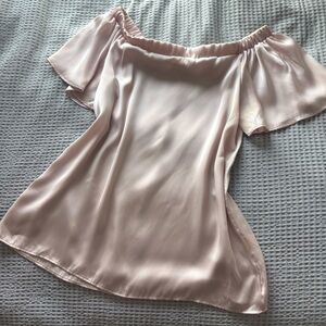 Pink Satin Off-the-Shoulder Top